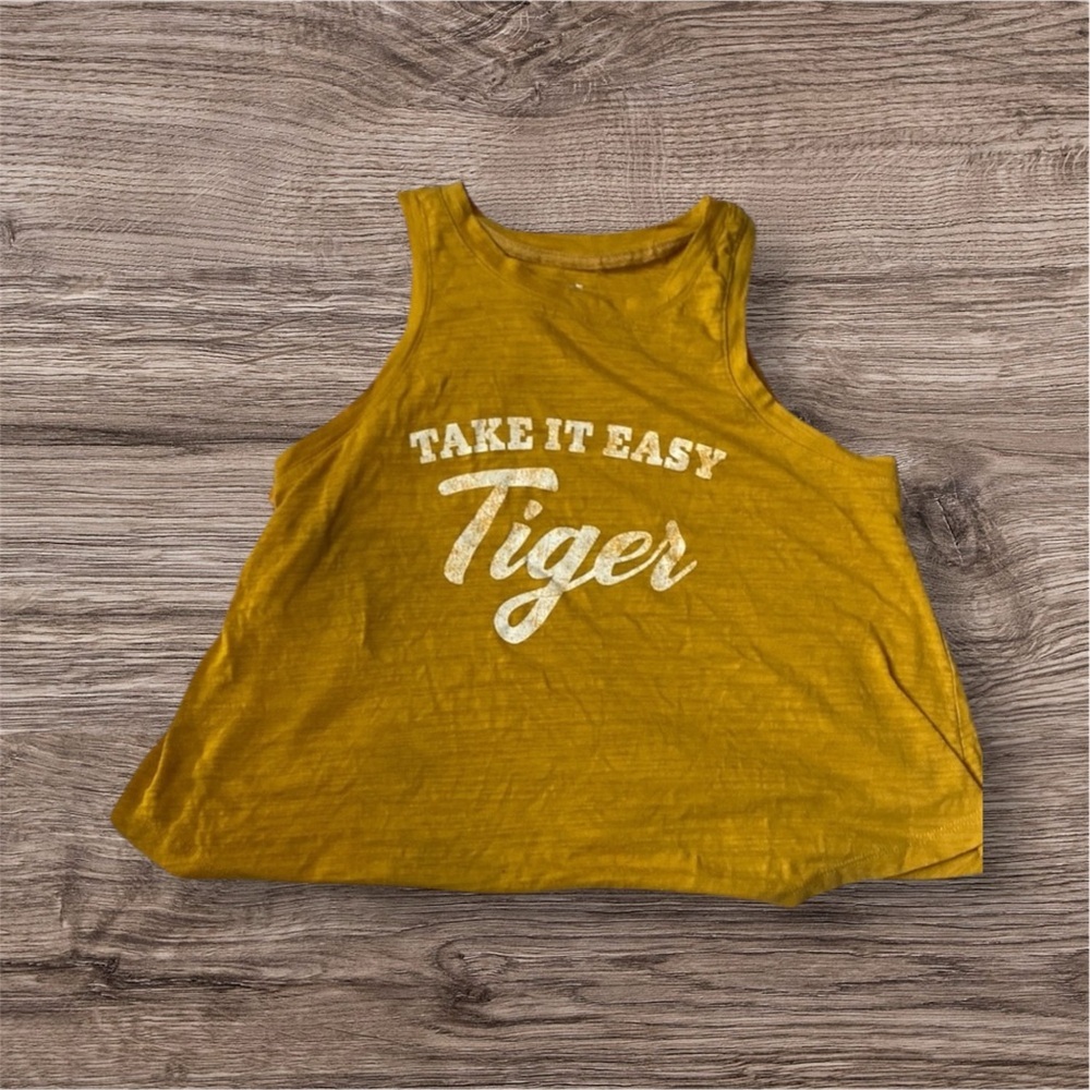 Women's Mustard Tank Top - Take It Easy Tiger